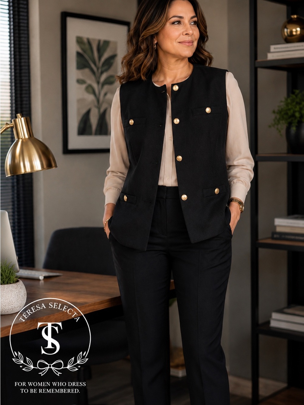 NWT Talbots Black Gold Button Vest Size 16 Career Office Classic Chic NWT EUC